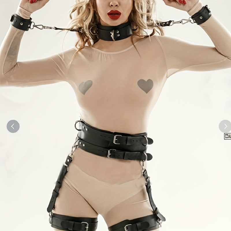 BDSM PU Leather Bondage Restraints Nightclub Bondage Body Chain Jewelry