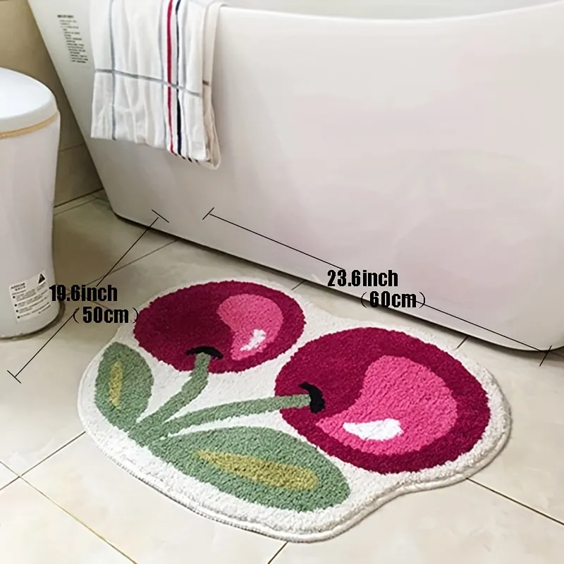 Cute Cherry Bath Mat, Absorbent Microfiber Bathroom Rugs, Fluffy Non-slip  Fruit Shaped Doormat, Bathtub Carpet For Bathroom Kitchen Entryway, Home  Decor - Temu