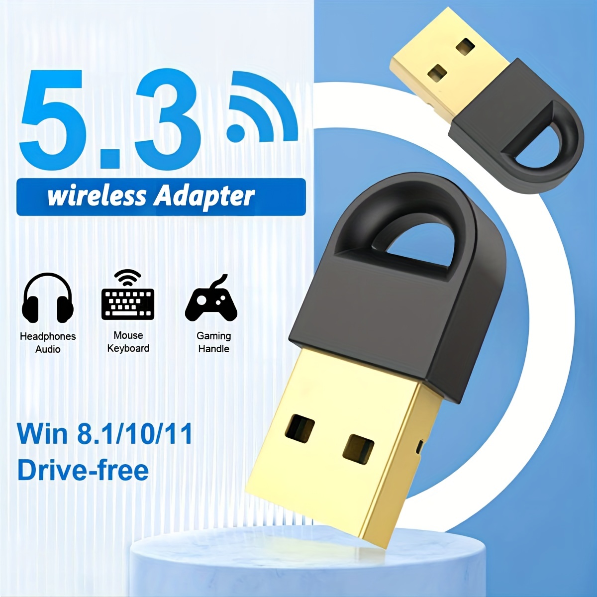 USB Bluetooth 5.3 Adapter for PC Receiver - Plug & Play Bluetooth 5.3 EDR  Dongle Transmitter for Computer Desktop Transfer for Laptop Bluetooth