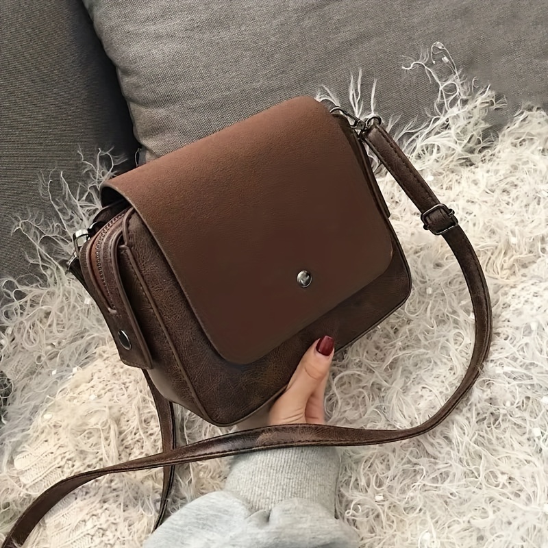 AMHDV Small Crossbody Bag for Women Retro Shoulder Bag Square Purse Handbag  Fashion Flap bag (03-brown): Handbags