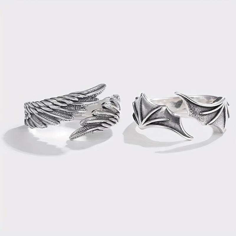 Men's Vintage Creative Silver Angel or Demon Wings Ring