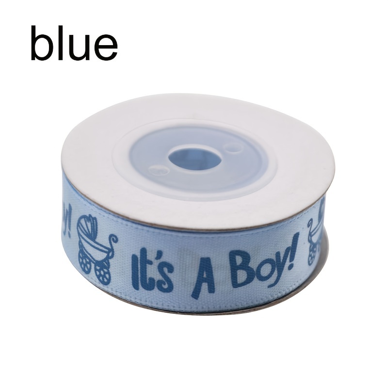 A Boy Girl Printed Ribbon Blue Baby Shower Satin Ribbon - Temu