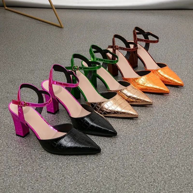 green golden high heels women black dress shoes thick heels - Temu Belgium green golden high heels women black dress shoes thick heels - Temu Belgium