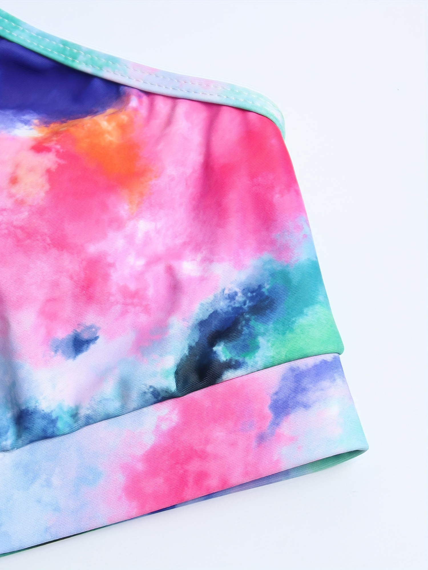 Multicolour Abstract Scoop Neck Crop Bikini Top