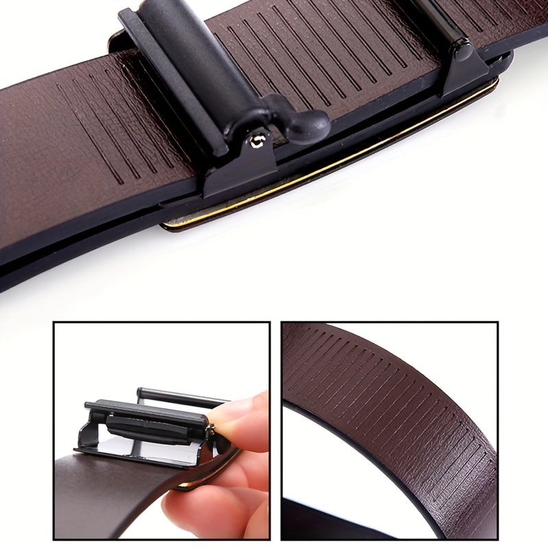 A Black Symmetrical Buckle Belt, Simple Faux Leather Chinese