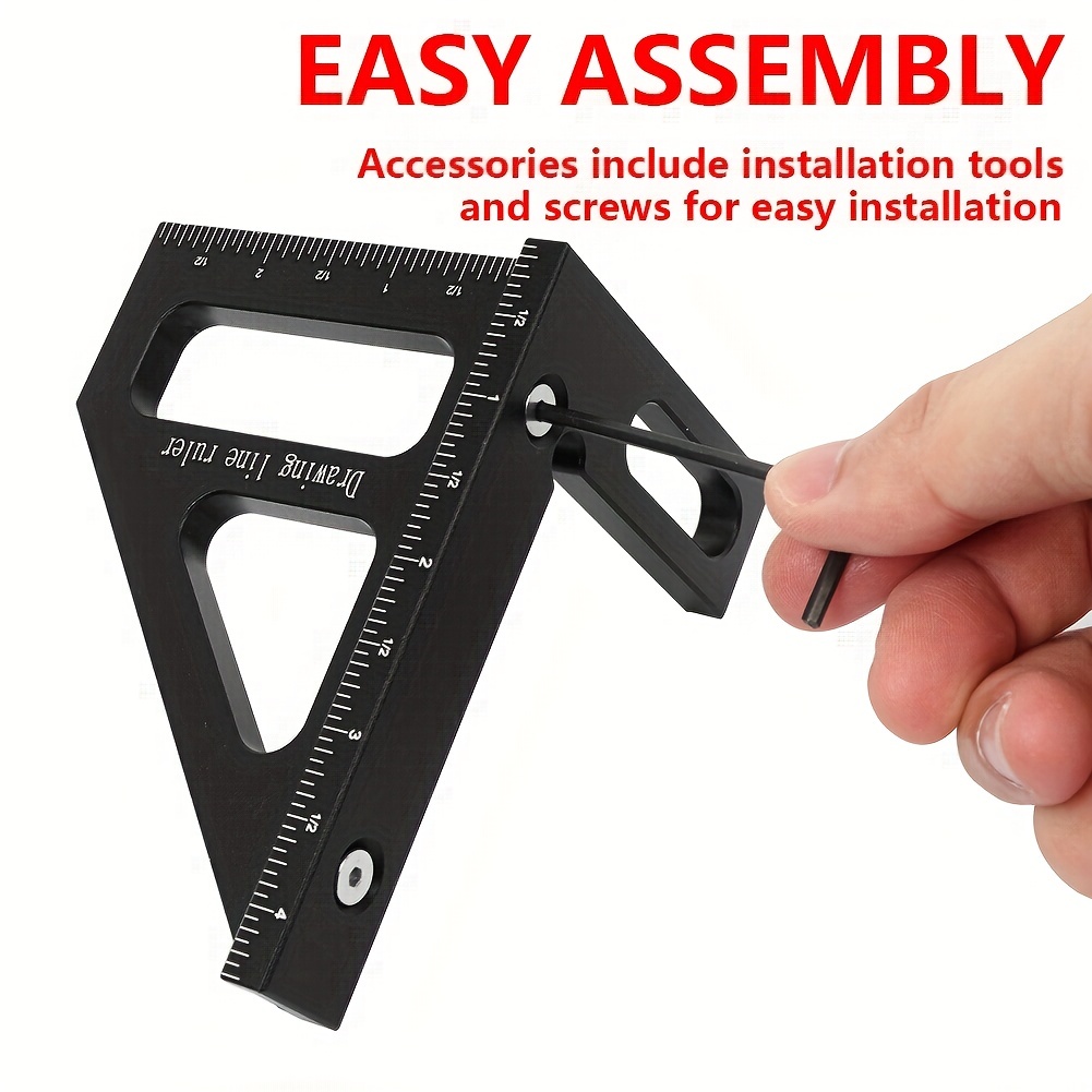 Draxzor 3D Multi-Angle Measuring Ruler – Aluminum Alloy 45/90 Degree Square For Woodworking & Carpentry