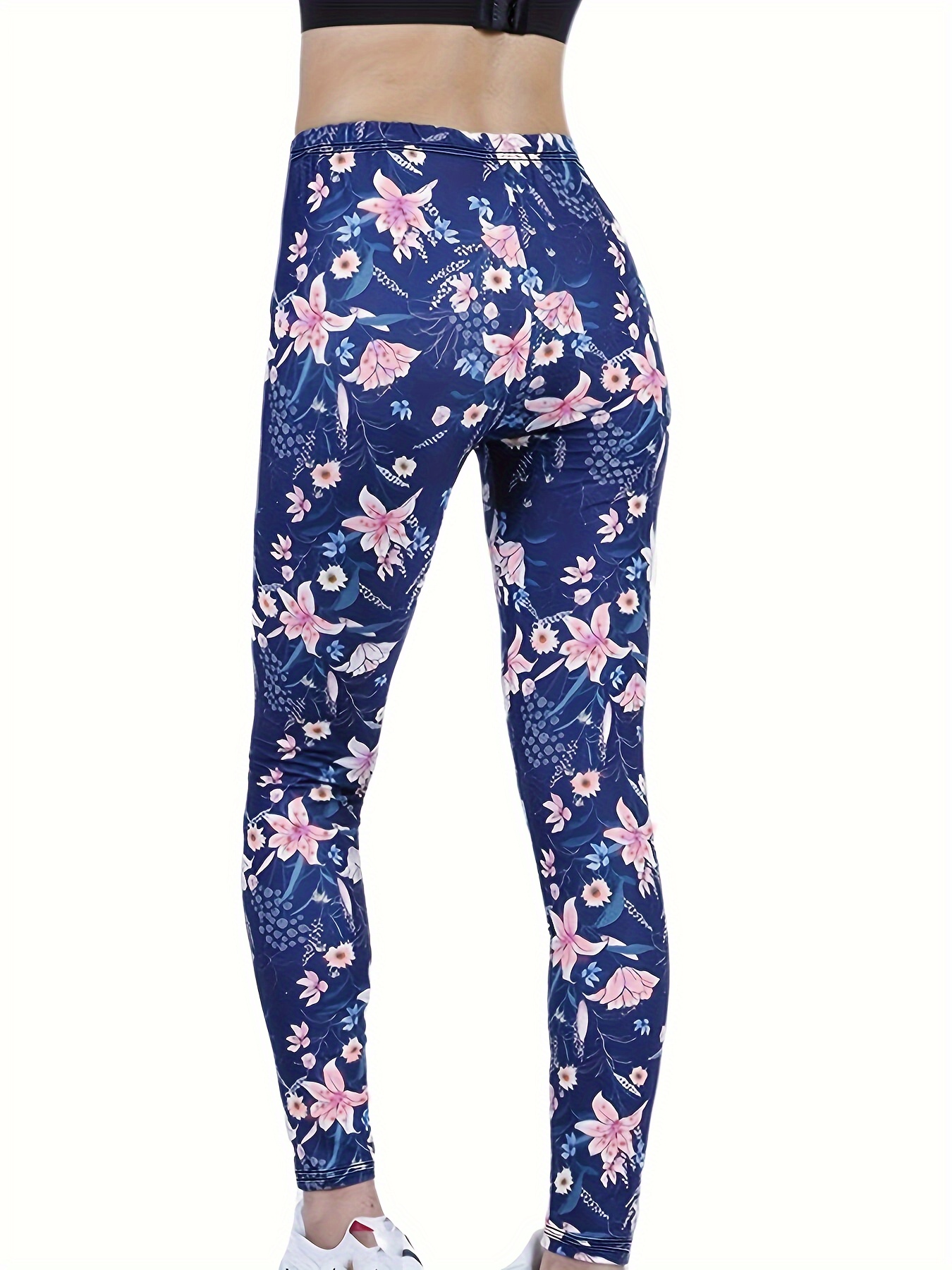 Women's Leggings Floral Printed Yoga Pants Casual High Waist - Temu Canada