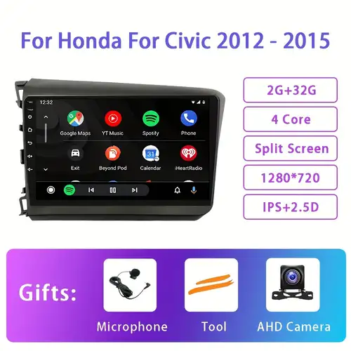 Rom 2 Din Android Car Radio Civic Hatchback 2012 2017 - Temu