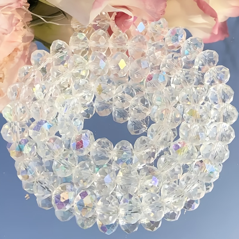 60-120pcs Sparkling Clear Faceted Crystal Glass Beads Bulk Spacer Beads For  Jewelry Making DIY Artificial Elegant Bracelet Necklace Handmade Craft Sup