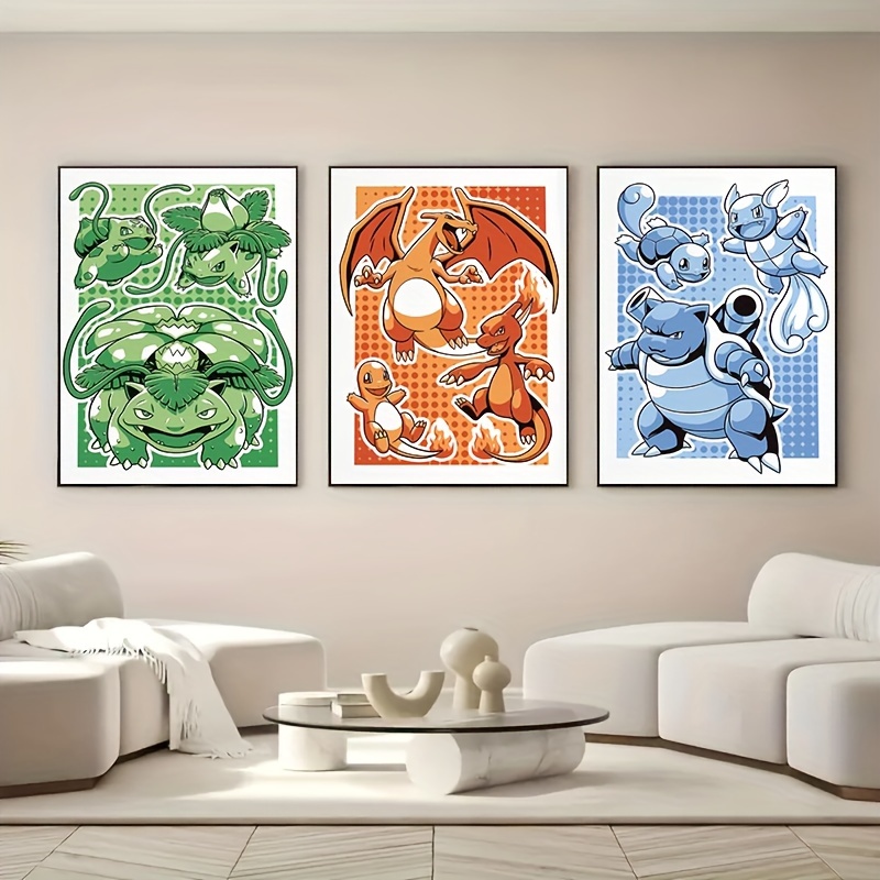 3pcs Poster , Kawaii Sakura Squirtle Charmander Peinture Sur Toile, Art  Mural Anime, Décoration Murale Salon Décoration Chambre Décoration Maison,  Pas De Cadre - Temu France