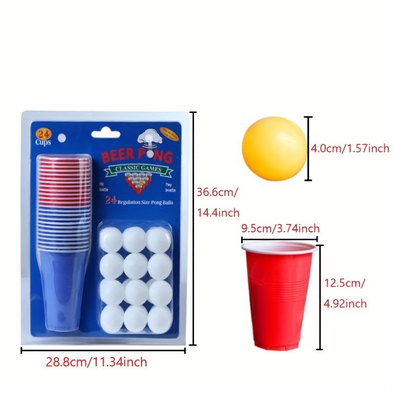 Beer Pong Cups Set with Funny Challenges - Includes 20 Beer Pong Cups and 6  Pong Balls - Washable, Reusable Cups with Fun Challenges, Group Party