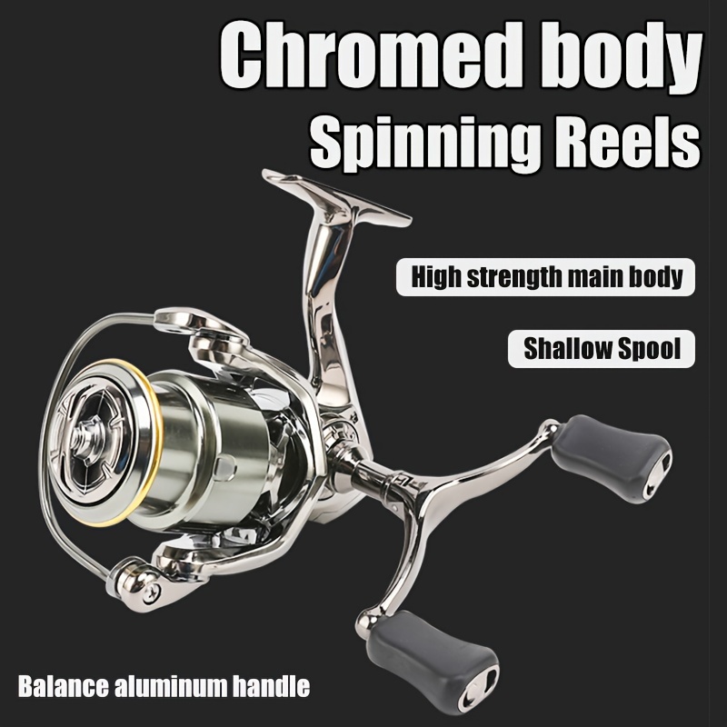 Intbuying One-Handed Fishing Line Wheel Double Cup 12 Axis Spinning Fishing Reel Left and Right Hand Interchange, Size: 5.5