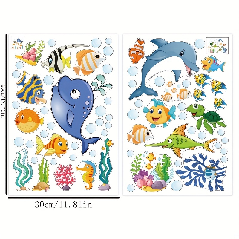 1pc, Pegatinas De Pared Decorativas De Peces Y Delfines Del Océano Para  Habitaciones Infantiles, Baños, Piscinas Para Bebés, Armarios, Cuadernos Y  Ref