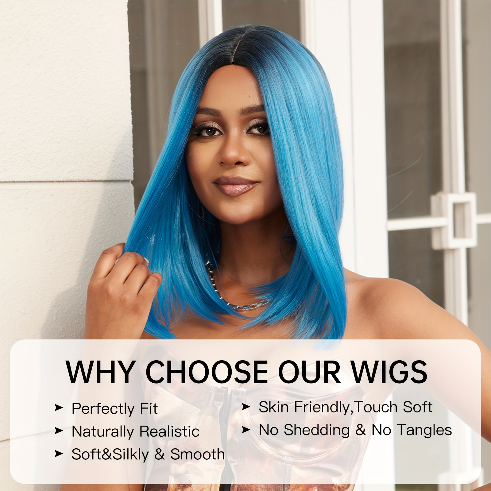 Realistic store blue wig