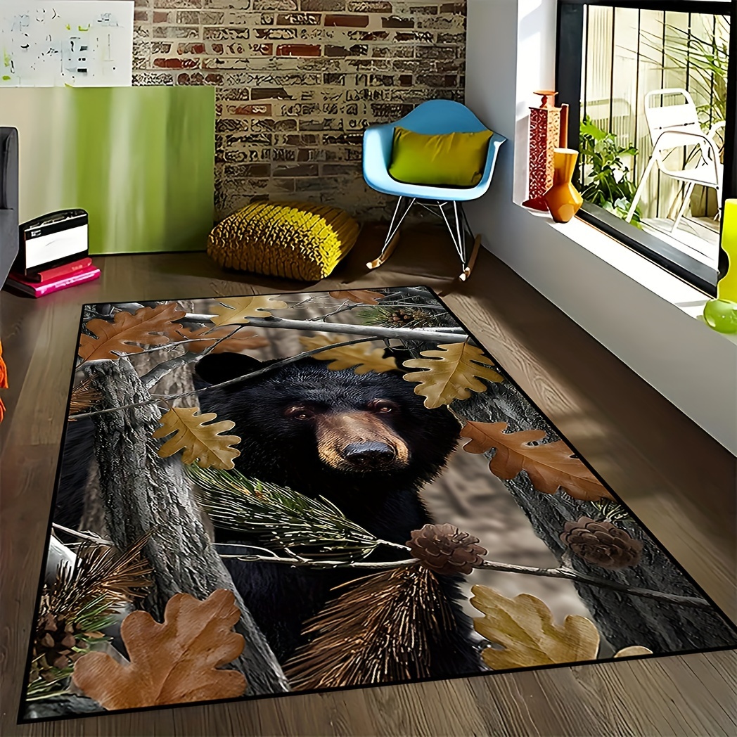 Vintage Black Bear Pattern Floor Mat, Lightweight Non-slip Waterproof And  Stain-proof Mat, Suitable For Living Room, Bedroom, Machine Washable,  Indoor And Outdoor Available, Home Decor, Room Decor, Area Rugs - Temu