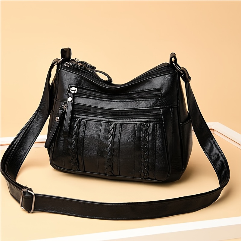 Fashion Simple Pure Color Women Shoulder Bag Small Purse Crossbody Bags  Handbags BLACK