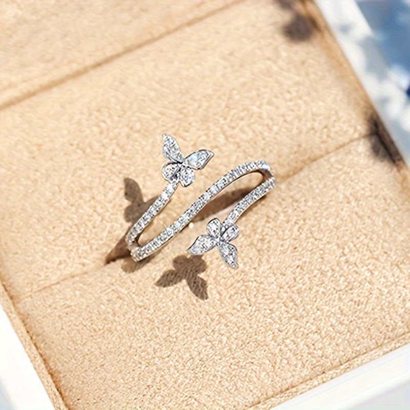 Women's Butterfly Wrap Ring Copper Zirconia April Birthstone