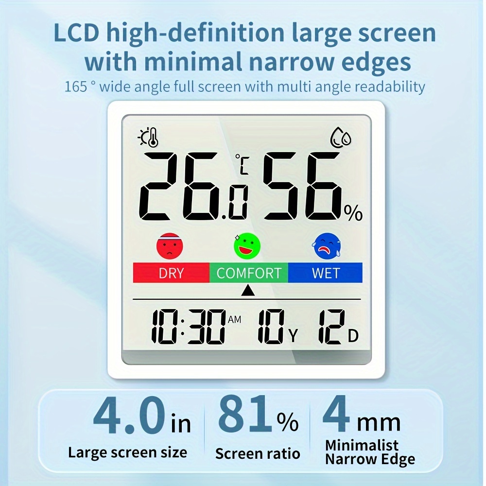 Large Size LCD Digital Thermometer Hygrometer Indoor Room