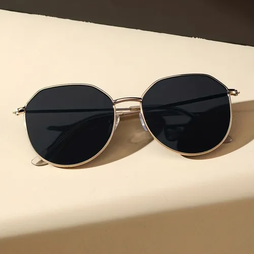 Metal Geometric Frame Sunglasses Women - Temu