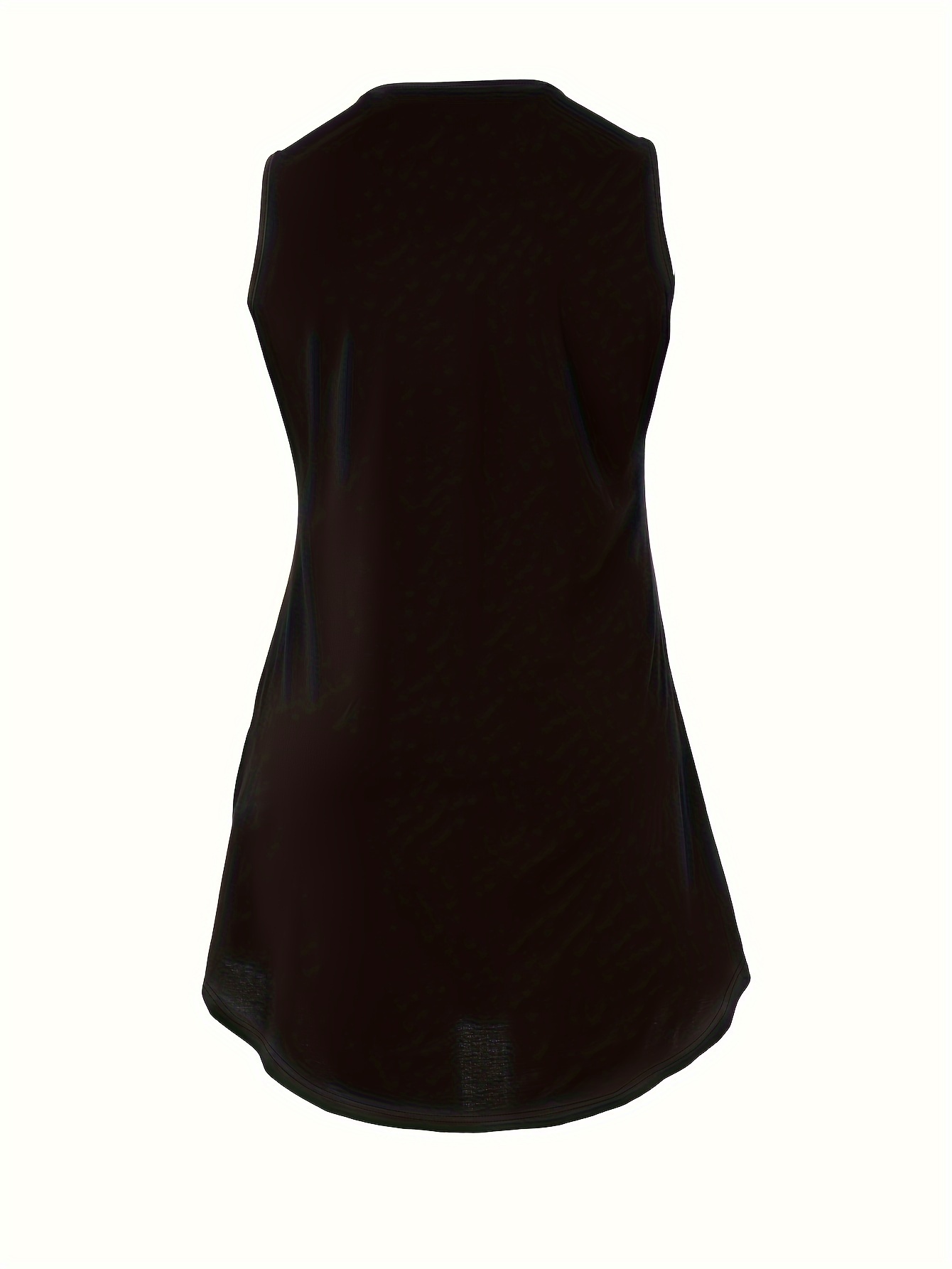 Midi-jurk In Grote Maat, Dames Plus V-hals Effen Ringetje Met Lichte Stretch Tankjurk 3