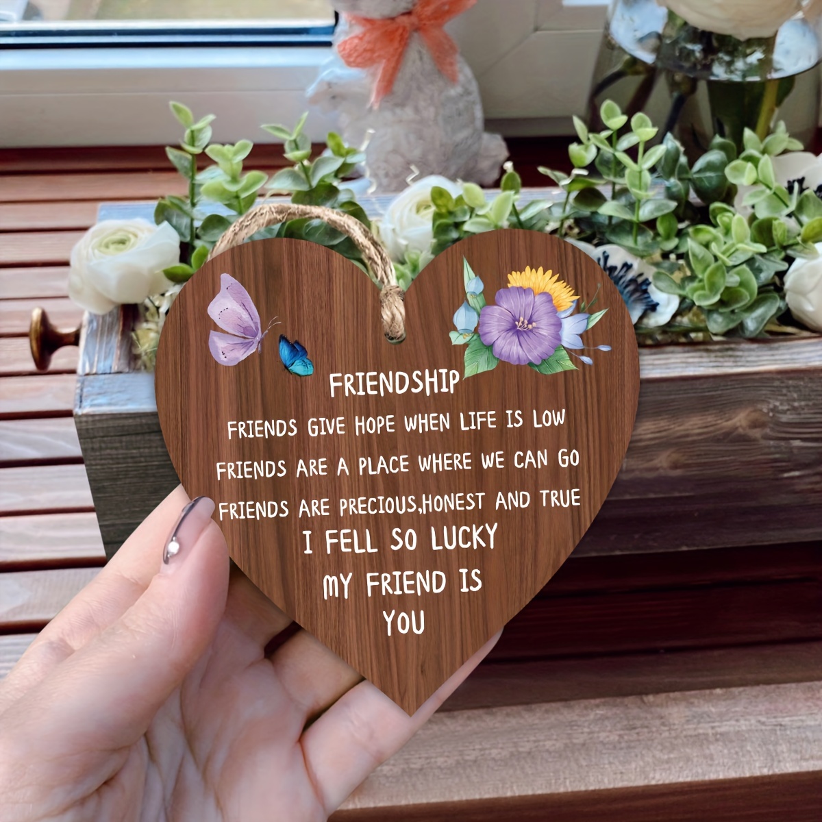 1Pc Neighbor Proposal Wood Heart Shape Ornament Sign, A Good