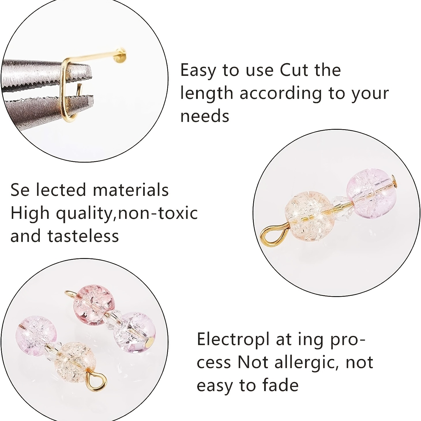 400pcs/Box Flat Head Pins Eye Pins For DIY Jewelry Making