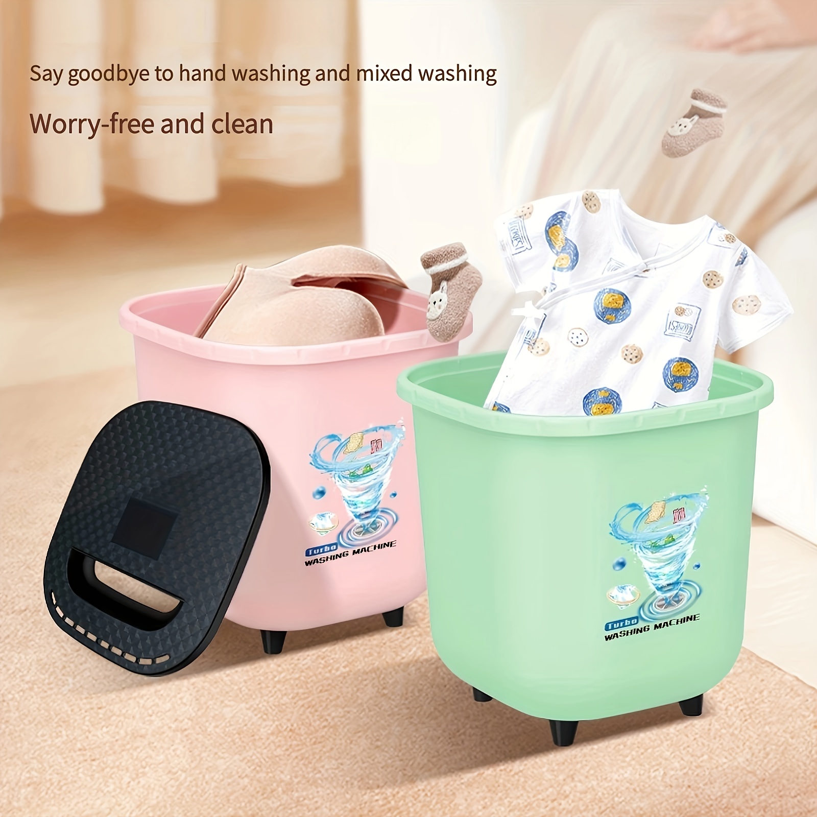 6l Large Capacity Portable Mini Washing Machine Automatic Portable Small  Washing Machine Underwear Underwear Chest Socks Baby Clothing Home Cleaning  Assistant Love Holiday Gifts - Appliances - Temu Bahrain