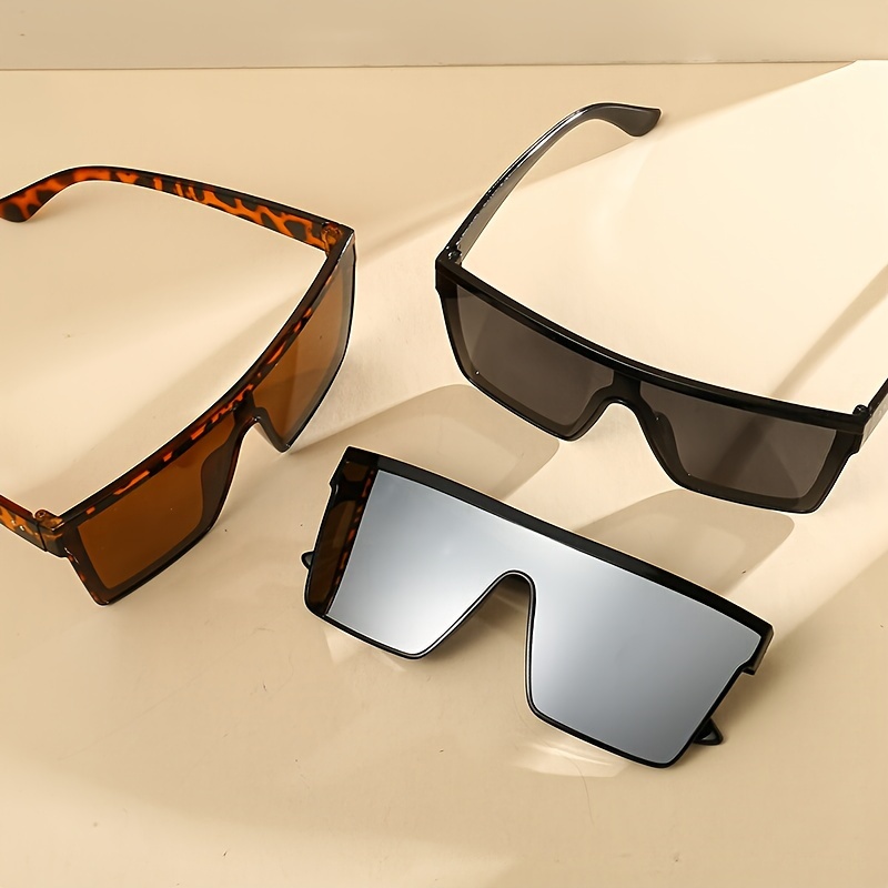 3pcs Large One-piece For Women Men Mirrored Sun Shades For Driving Beach  Travel fashion glasses