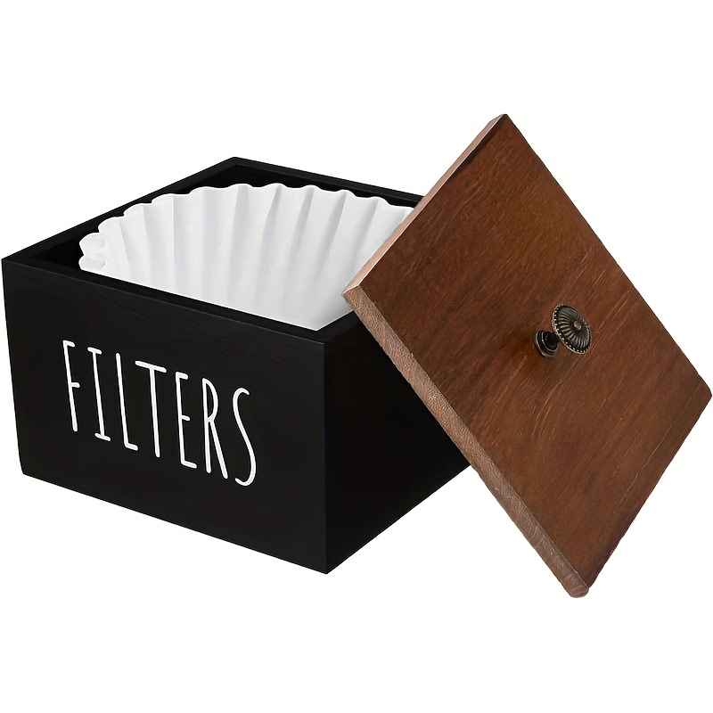 Coffee Filter Holder, Farmhouse White Filter Storage Container Basket for  Counter, Wooden Case, Coffee Bar Accessories Coffee Station Organizer Decor