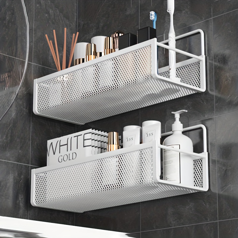 Wall Mounted Bathroom Shelves Punch free Storage Rack Shower - Temu