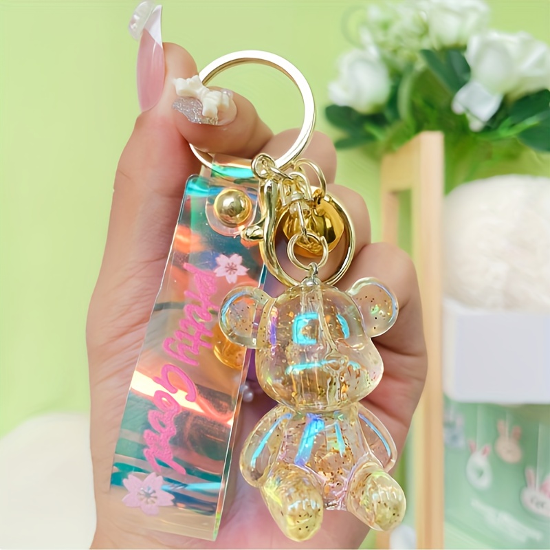 Gold / silver sequin teddy bear key chain - Nice Price Favors