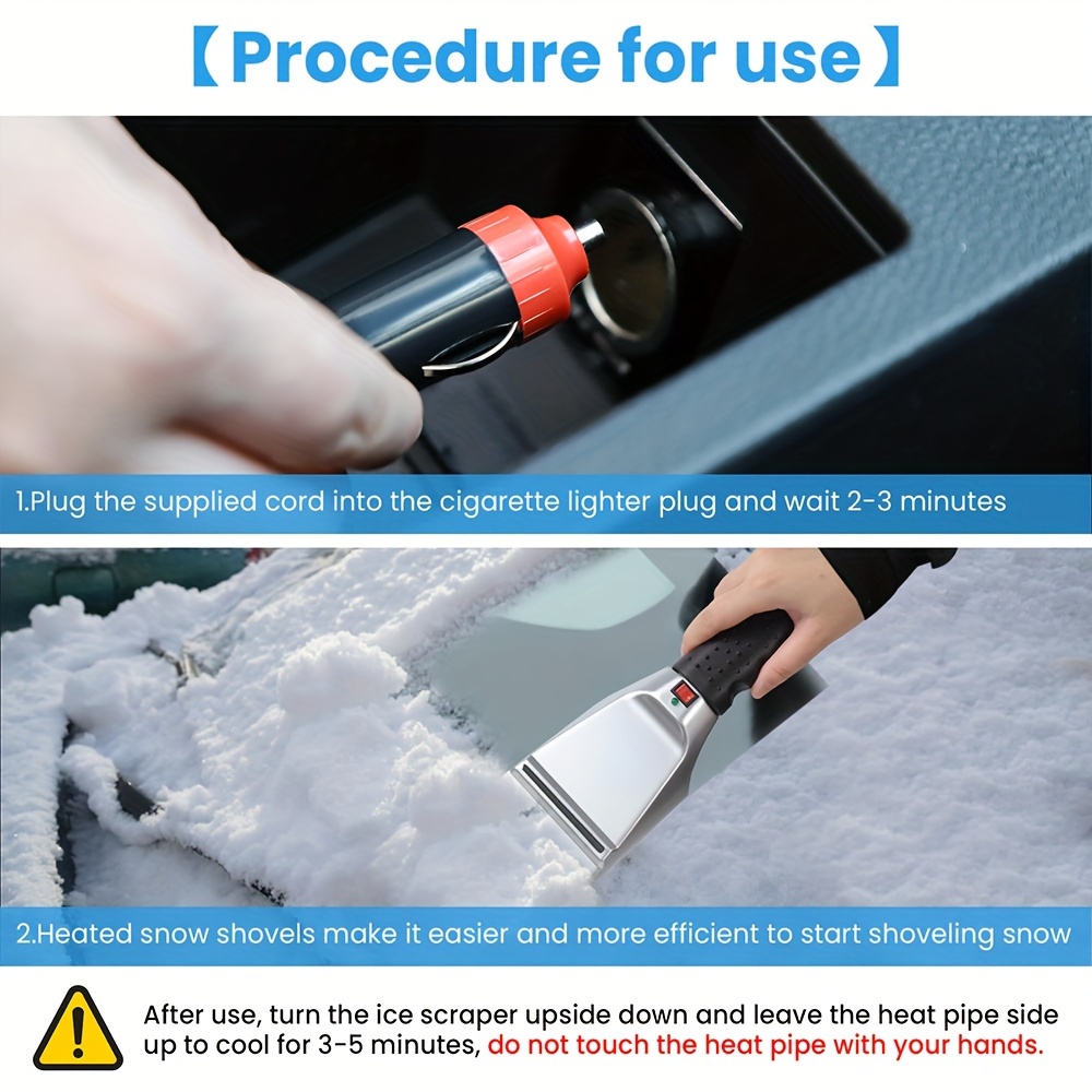 12V Car Electric Heated Ice Scraper Cigarette Lighter Plug Snow Melter  Removal