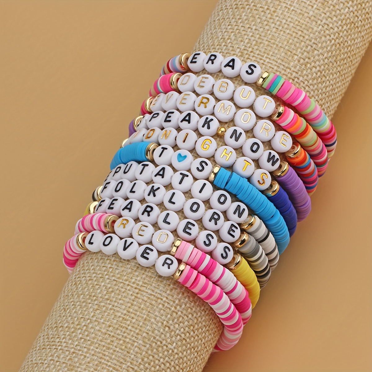 Letter Patter Beads Beaded Bracelet Set With Colorful Clay - Temu