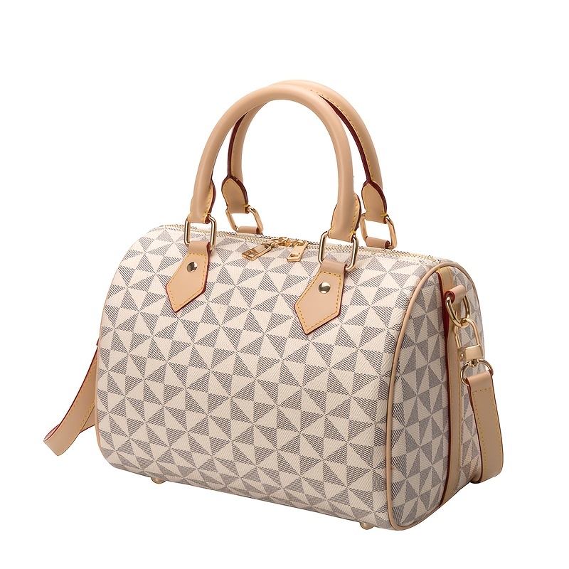 Bolso Boston Con Estampado Geométrico Vintage, Bolso Cruzado Con Asa  Superior De Lujo, Bolso Clásico Para Mujer Y Bolso De Hombro Para Viajar -  Bolsas Y Equipaje - Temu