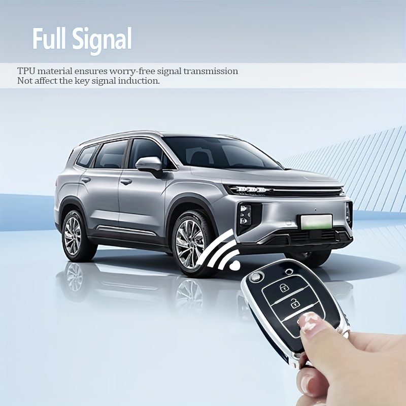 Pour Hyundai IX35 Smart 3 boutons voiture TPU clé housse de protection clé  avec porte-clés (vert)