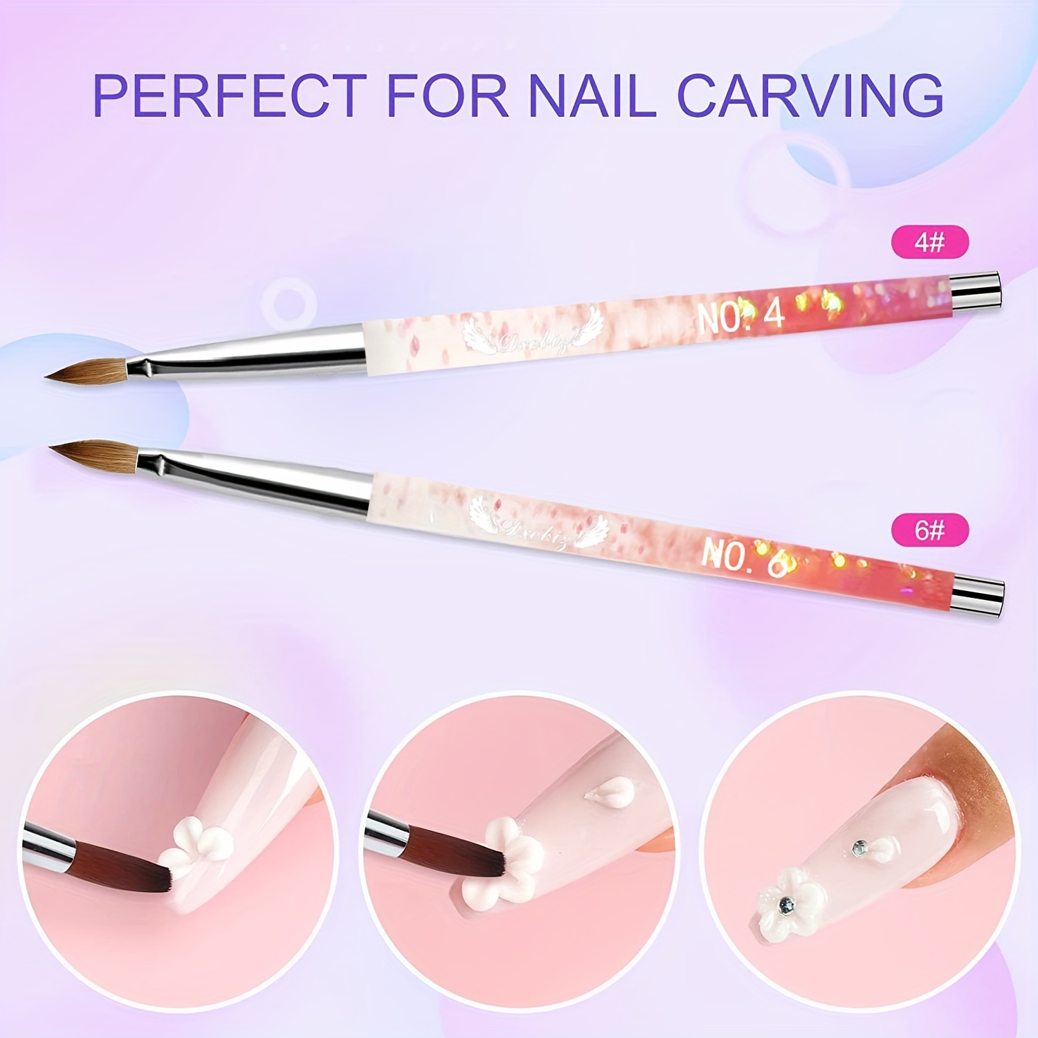 Saviland 3PCS Acrylic Nail Brush Set, Dual-End Acrylic Nail Brushes for  Acrylic Application, Size 8/10/12/14/16 Acrylic Brushes for Nails  Professional