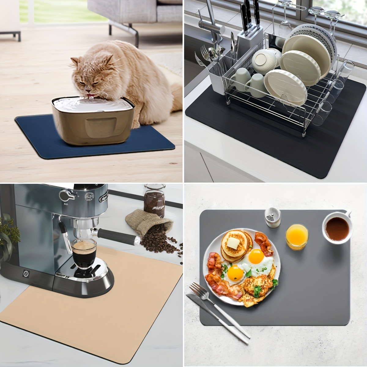 Drain Pad Rubber Dish Drying Mat Super Absorbent Drainer Mats Tableware  Bottle Rugs Kitchen Dinnerw