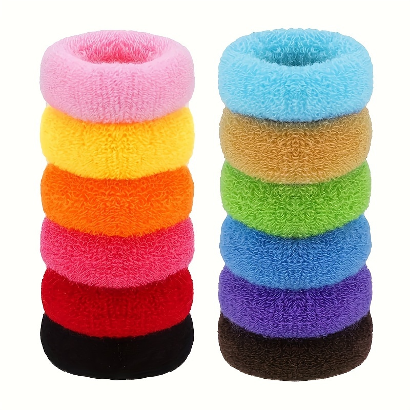 

12pcs Candy Color Hair Ties Cotton Elastic Head Rope Ponytail Holders Headband Seamless Thick Rubber Band Hair Accessories For Women
