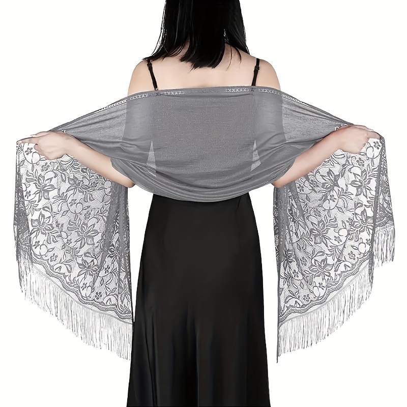 Boho Flower Pattern Fringe Trim Scarf Wrap Head Wrap For Travel