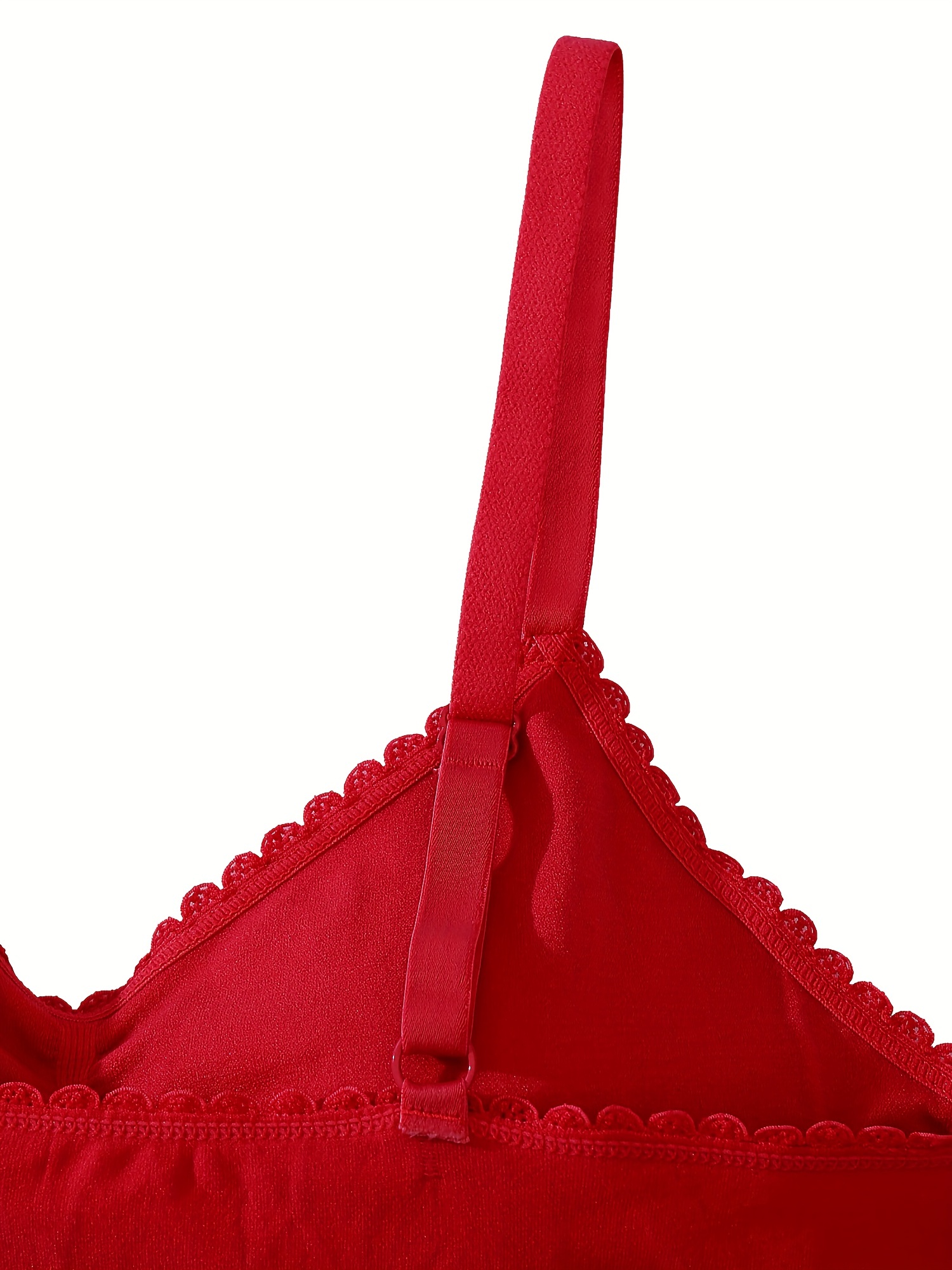 REORIAFEE Women's Bra Comfort Bra Plus Size Comfortable Lace Breathable Bra  Wireless Underwear Red M