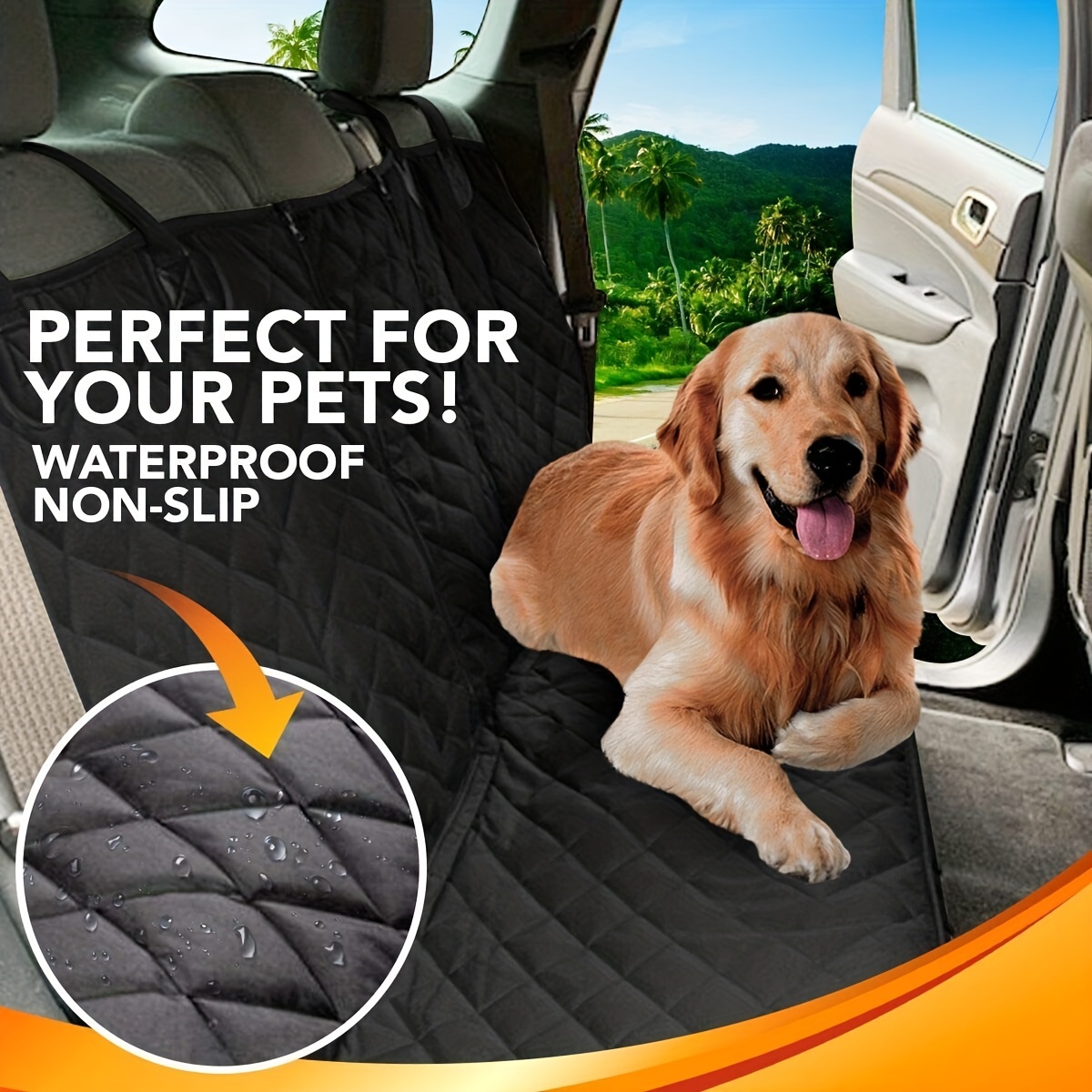 Funda de asiento de coche para perros, alfombrilla impermeable para asiento  trasero de coche con cinturón