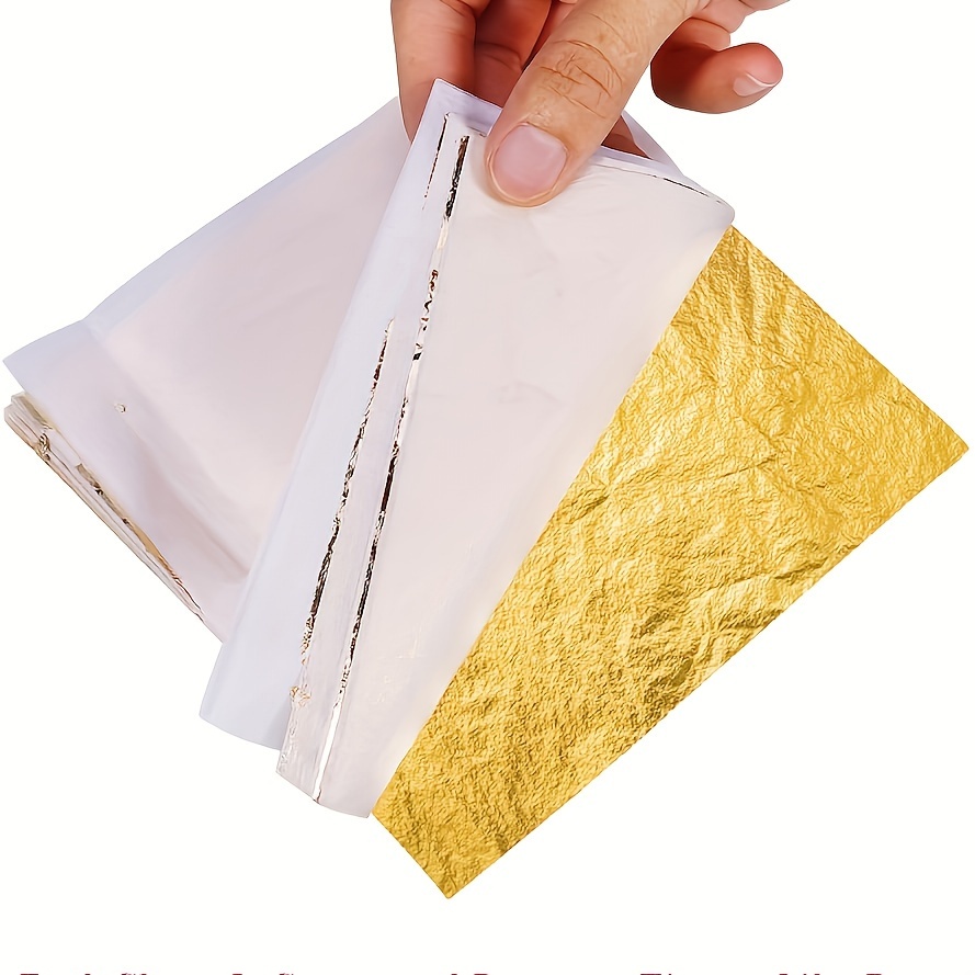 100Pcs Sheets Gold Silver Coppers Leaf Foil Paper 14x14cm For