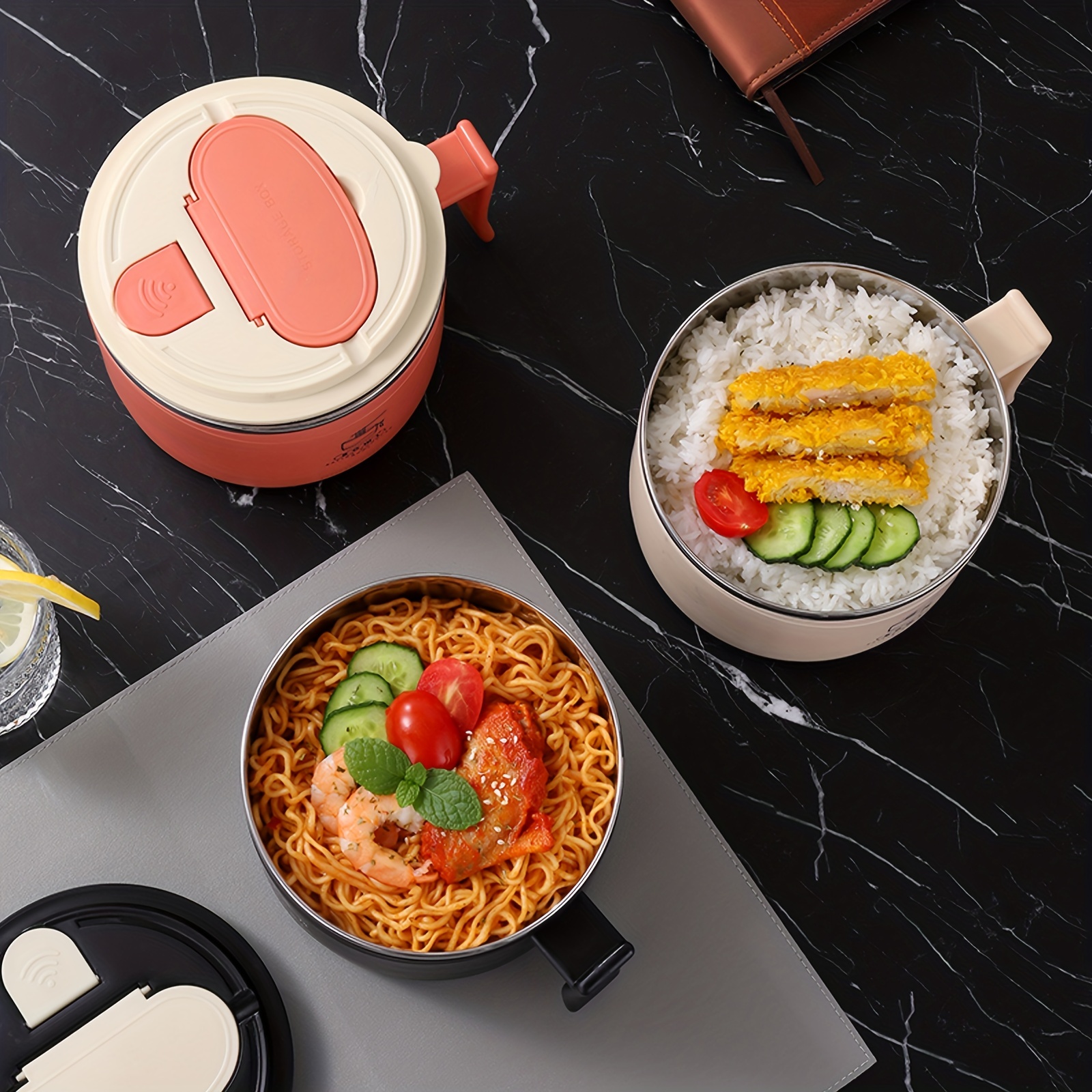 1300ml Stainless Steel Noodle Bowl Anti-Scalding Student Lunch Box