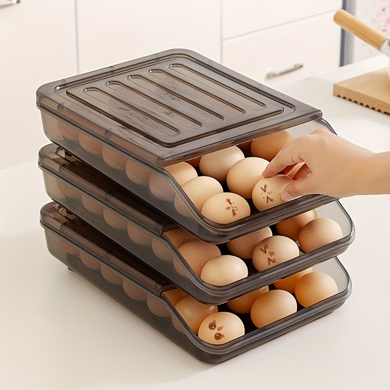 Egg Holder For Refrigerator - Auto Rolling Egg Organizer 3 Layer - Stacked  Egg Tray Fridge Egg Storage Container - Hold 21 Eggs