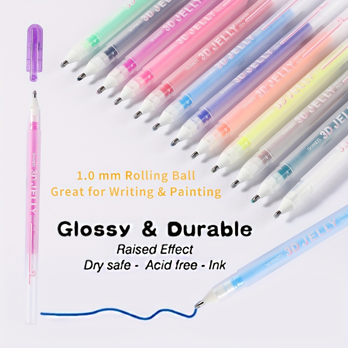 3D Jelly Pen Set, 6 Colors/12 Colors 3D Glossy Jelly Pens, Assorted Colors  Gel Ink Pens for DIY Painting Drawing Coloring, Suitable on Glass, Plastic