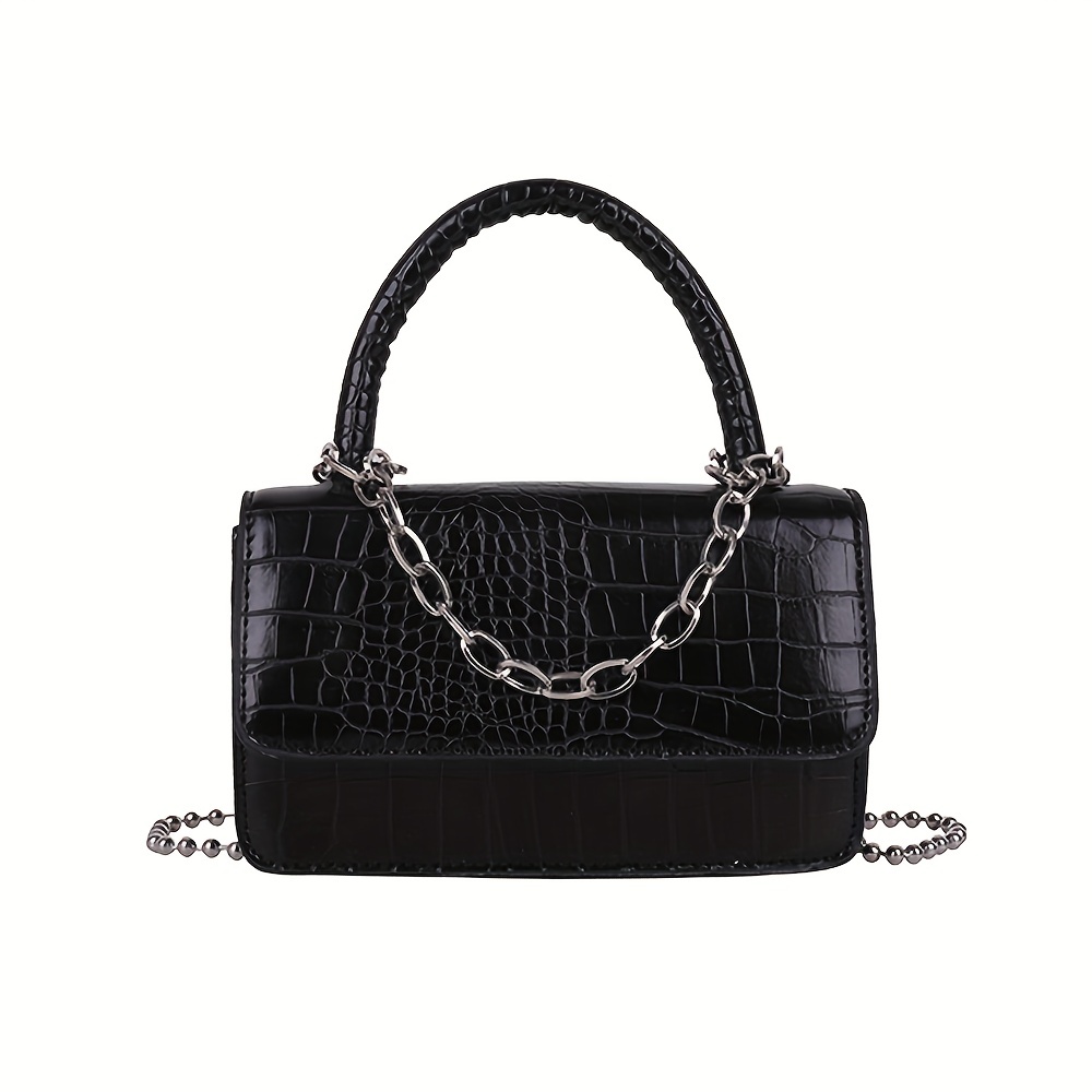 Mini Crocodile Embossed Flap Square Bag Funky