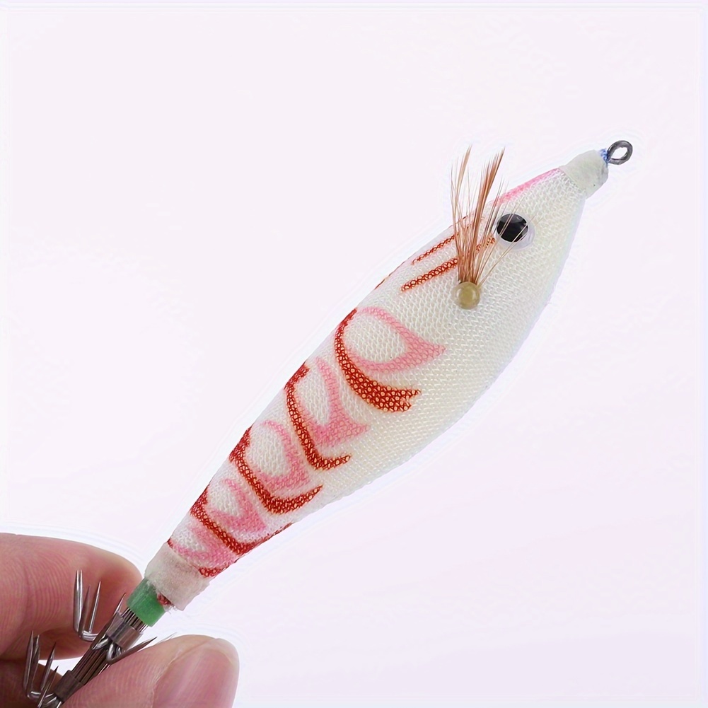 Squid Jig Hooks Wood Shrimp Squid Lures Fishing Lures for Fishing (Style A)