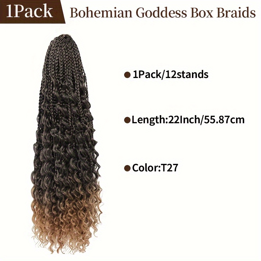 Boho Box Braids Crochet Hair Extensions Bohemian Crochet Box - Temu Canada