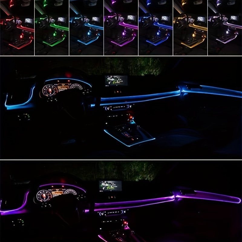 Blue Led Car Interior Lighting Strip Auto Led Strip Garland - Temu