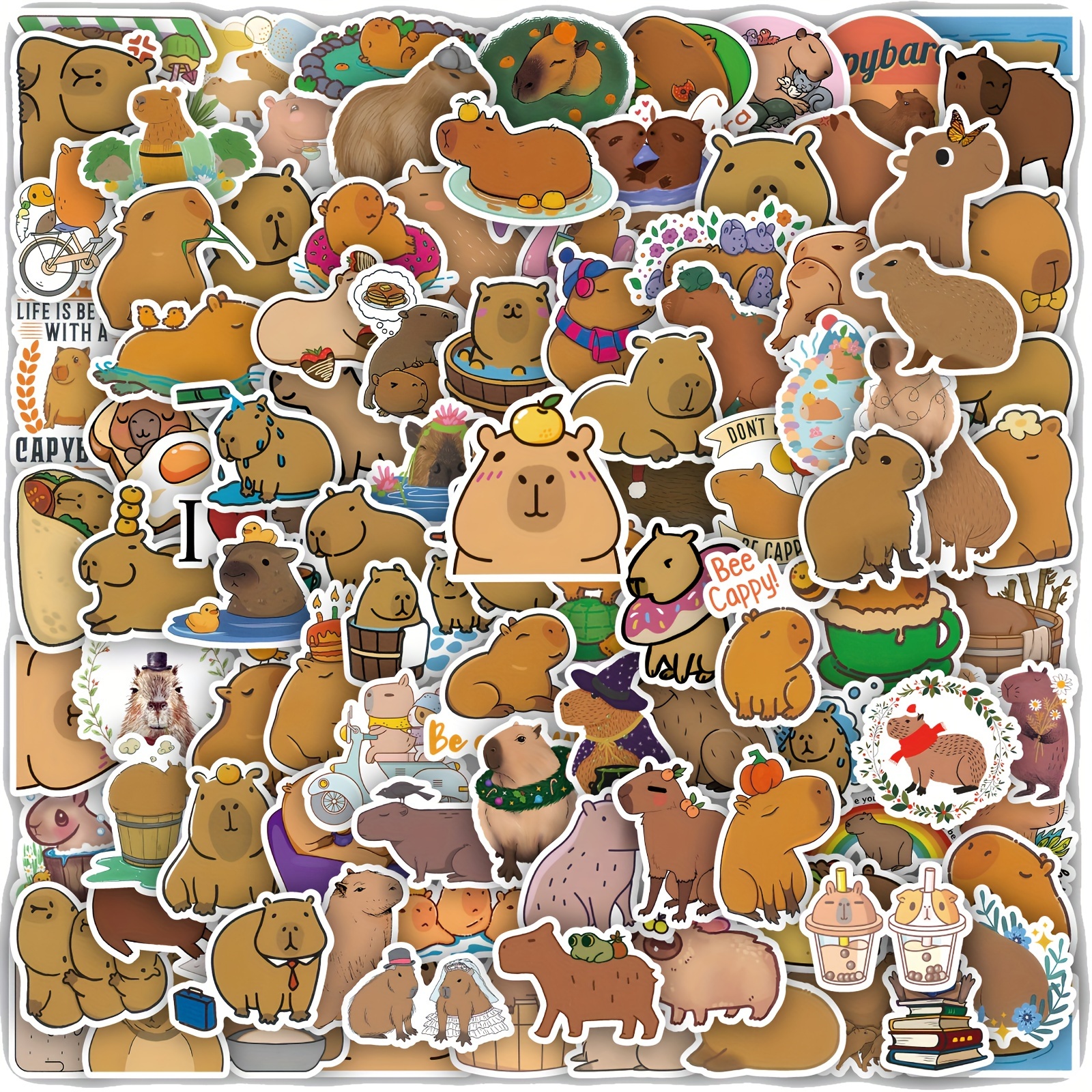 

100pcs, Cute Capybara Stickers, Vinyl Water Proof Stickers Scrapbook, Journaling, Laptop, Bumper, Skateboard, Water Bottles, Computer, Phone, Cartoon, Hard Hat, Car Stickers And Decals